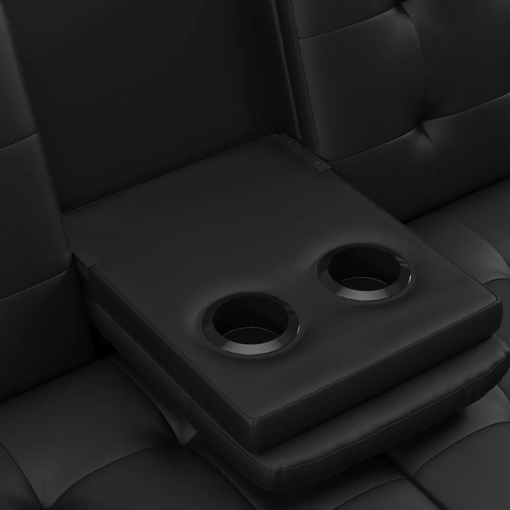 Canapea neagră extensibilă cu tapițerie din imitație de piele 191 cm Maine – Støraa