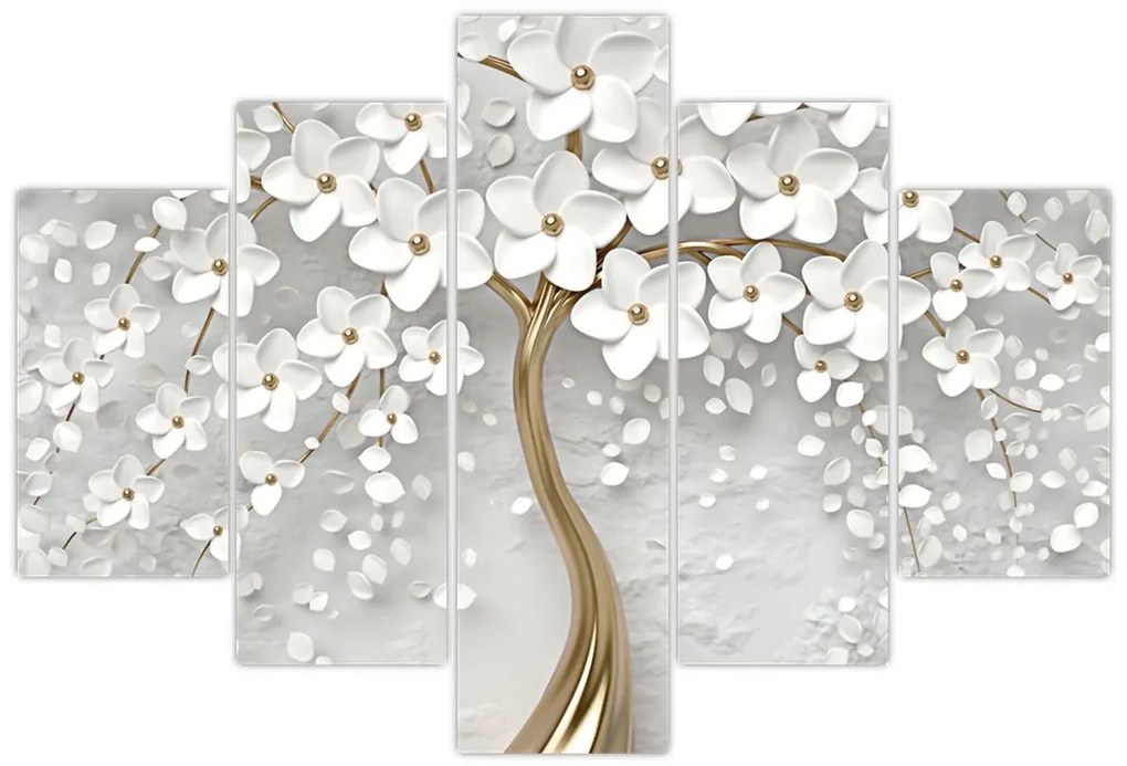 Tablou cu copac alb cu flori (150x105 cm)