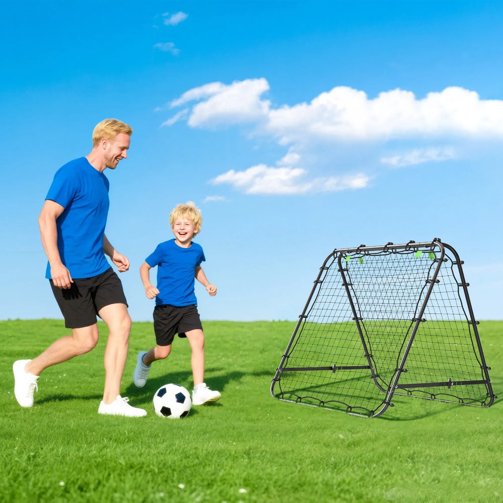 HOMCOM Plasa de fotbal pliabila din PE si oțel, cu unghi reglabil si cuie, 100x95x90 cm, albastru | Aosom Romania