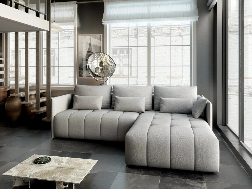 Colțar extensibil dumonde cu ladă de depozitare si sezut confortabil din spuma high-density, Malta Enjoy Grey II 235x185 cm