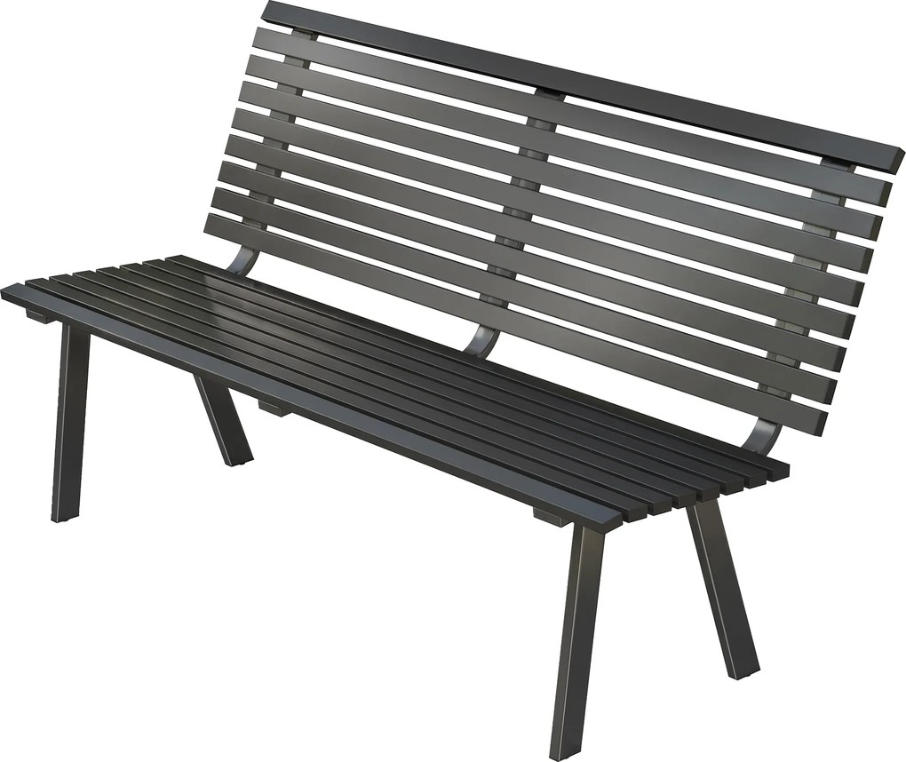 Outsunny Bancă de grădină 3 locuri, rezistentă la intemperii, metal, bancă pentru exterior cu șezut lat, design cu lamele, până la 240 kg 154 x 68 x 88 cm | Aosom Romania