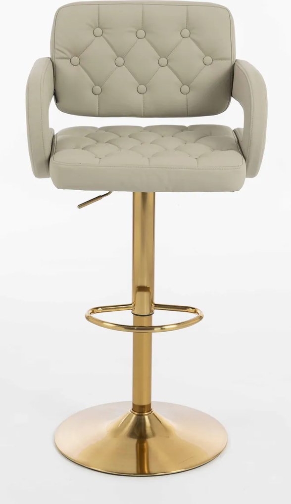 HR8403W Scaun Ecru  Piele Ecologica Premium Soft cu Bază Aurie