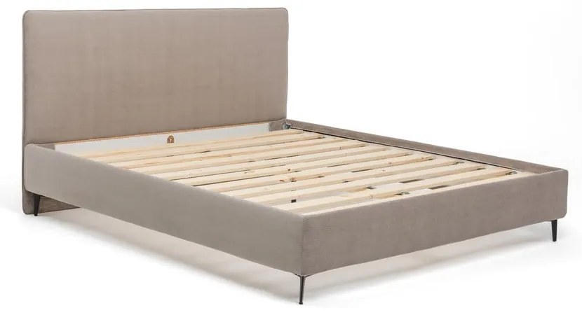 Pat matrimonial taupe tapițat cu somieră 180x200 cm Noira Slim – Bonami Selection