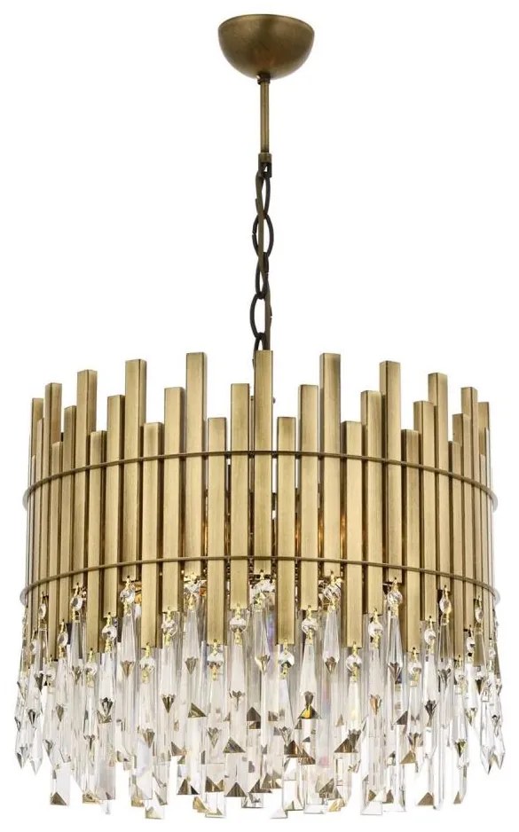 Lustră pe lanț CRYSTALLINE, 6xE27/40W/230V, diam. 40 cm, alamă