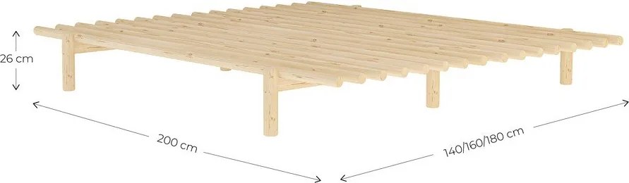 Pat matrimonial din lemn masiv de pin cu somieră 140x200 cm Pace – Karup Design