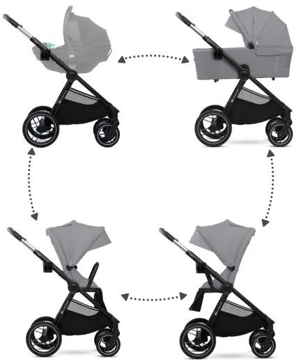 Cărucior de copii combinat 2 în 1 KINDERKRAFT NEA 2 Platinum grey