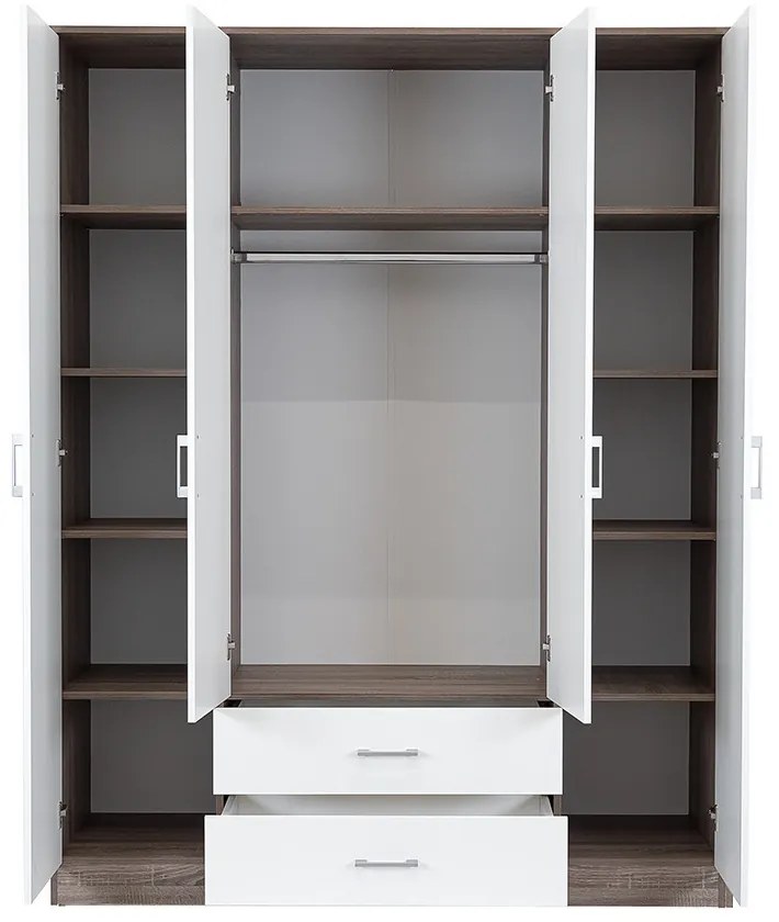 Dulap Miami 160x205 cm alb-stejar York