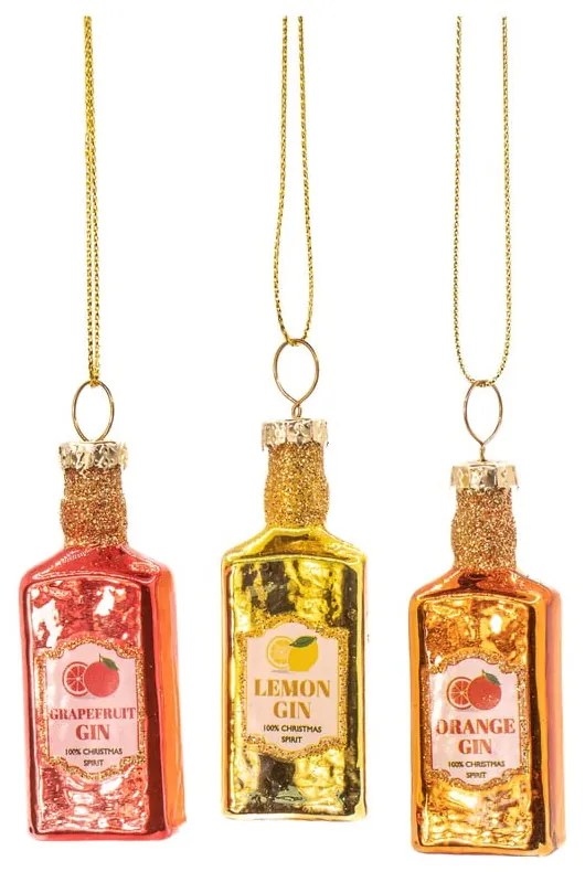 Ornamente de Crăciun lucrate manual 3 buc. din sticlă ø 3 cm Gin Bottle – Sass &amp; Belle
