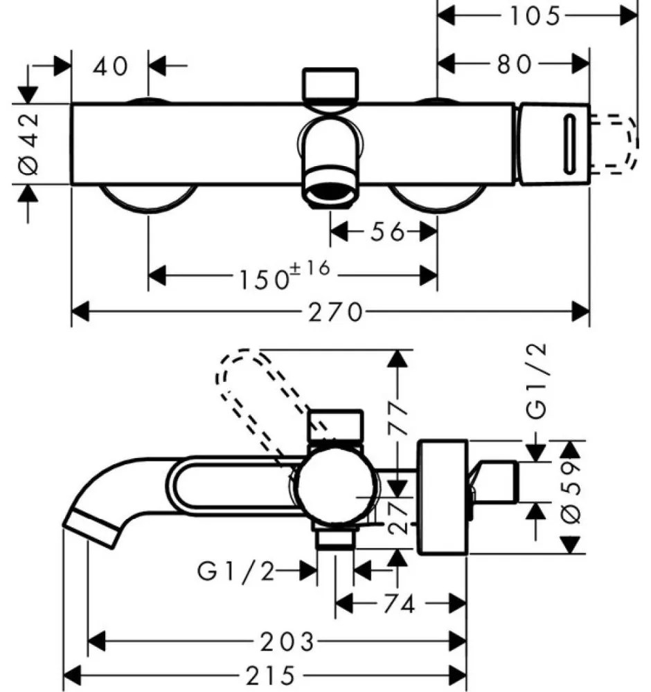 Baterie cada crom Hansgrohe Axor Uno