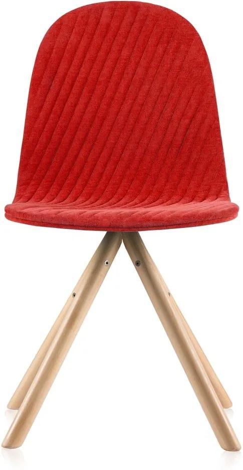Scaun cu picioare în nuanță naturală Iker Mannequin Stripe, roșu