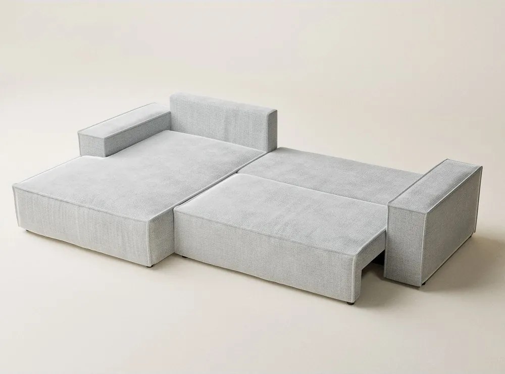 Colțar gri deschis extensibil/cu spațiu de depozitare cu tapițerie din chenille (cu colț pe partea stângă/cu șezlong) Maze – Maison de Rêve