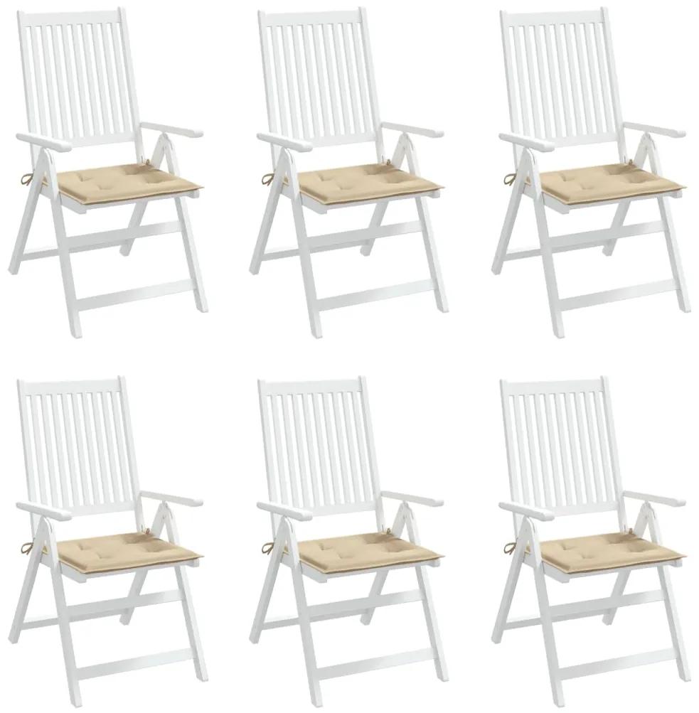 Perne scaun de gradina, 6 buc., bej, 40x40x3 cm, textil 6, Bej, 40 x 40 x 3 cm