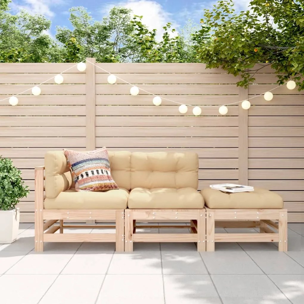 vidaXL Set mobilier de grădină, 3 piese, lemn masiv de pin