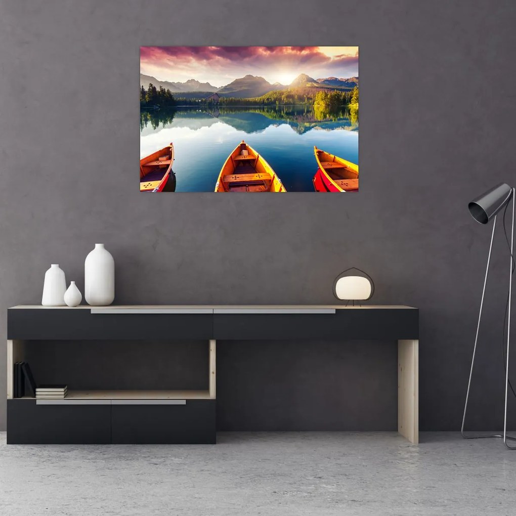 Tablou - Lac cu bărci (90x60 cm)