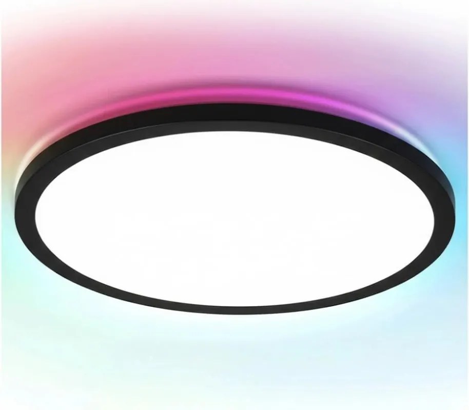 Aigostar - Plafonieră LED RGBW MESH, dimabilă, 24W/230V, 3000-6500K, neagră + telecomandă