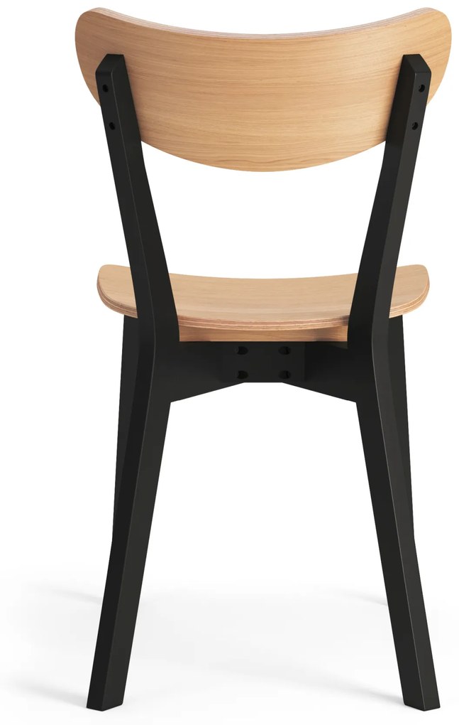 MAZZONI EXPORT ROXY Stejar natural/cadru negru - SCAUN DE LEMN PENTRU SALON SUFRAGERIE BUCĂTĂRIE RETRO