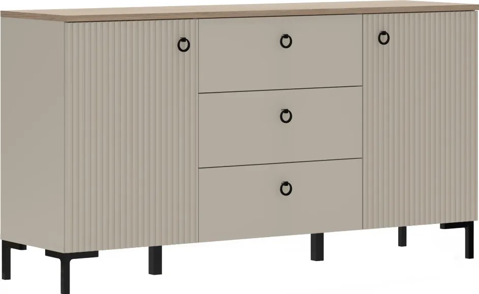 Comodă, gri-maroniu Taupe/stejar silverjack, DOMCA 2D3S