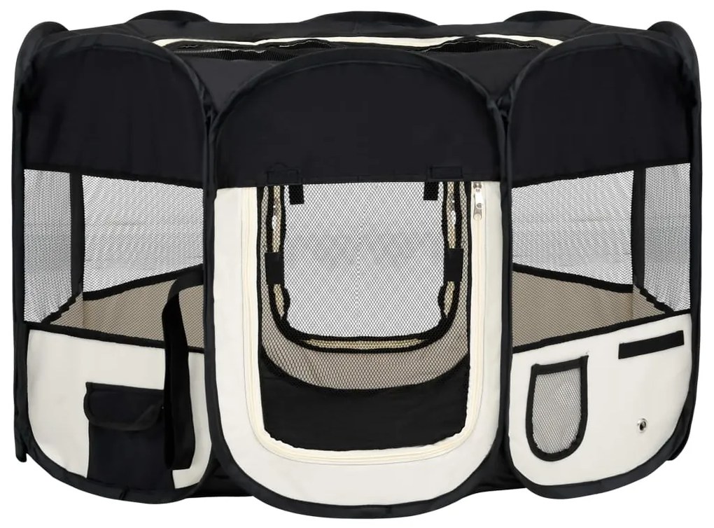 Tarc de caini pliabil cu sac de transport, negru, 110x110x58 cm Negru, 110 x 110 x 58 cm