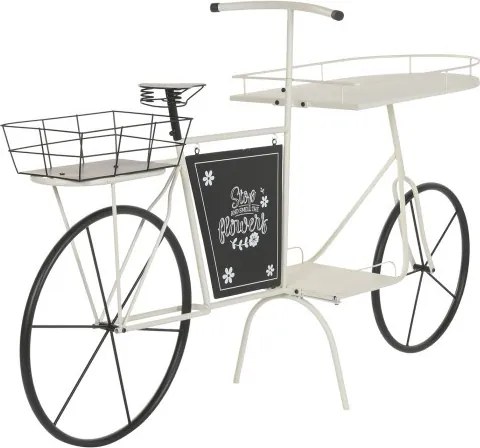 Stand decorativ alb, cu rafturi din metal , tip "Retro Bicycle"