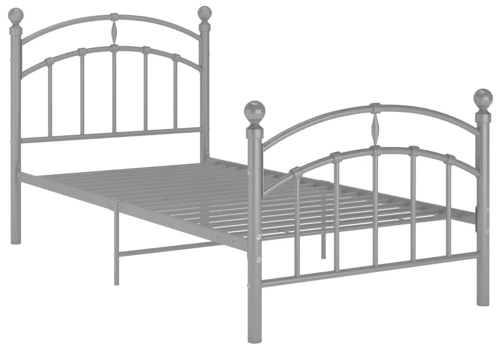 Cadru de pat, gri, 90x200 cm, metal Gri, 90 x 200 cm