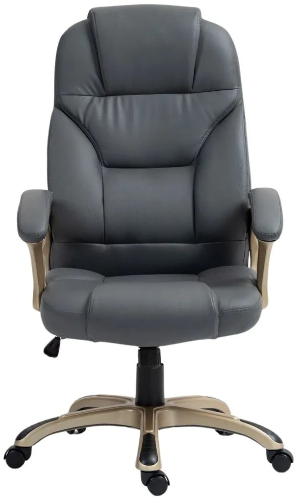 DESMOND Scaun directorial, recliner, pivotant, inaltime reglabila, rezistent 150 kg, piele PU, Gri