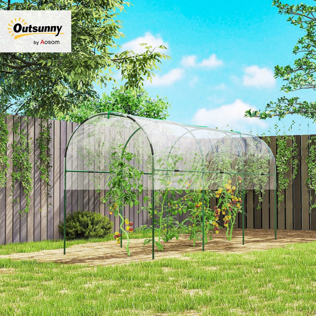 Outsunny Seră de grădină seră pentru roșii 4 arcuri din oțel pânză din PVC 4 x 1,23 x 1,71 m verde | Aosom Romania
