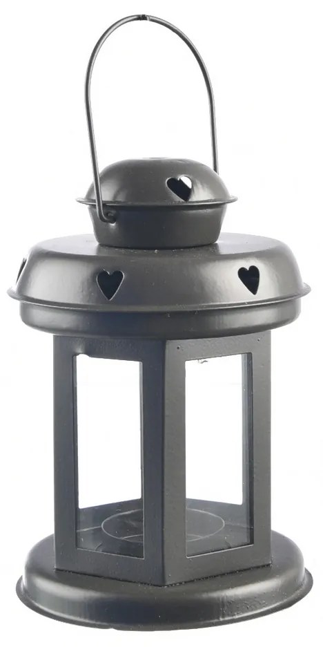 InDecor Lanternă din tablă Heartbeat gri, 10 x 10x 20 cm