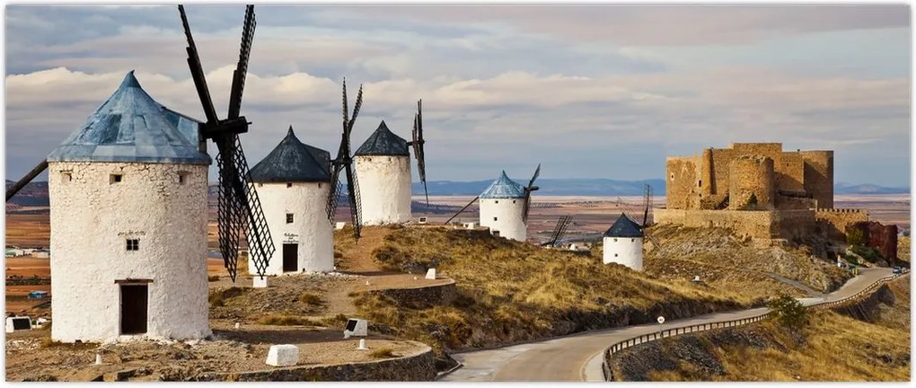 Tablou - Morile de vânt din Consuegra, Spania (120x50 cm)