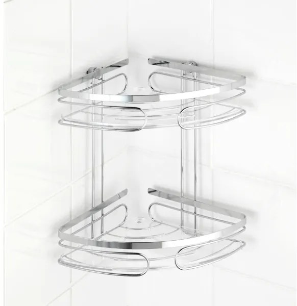 WENKO 20412100-Raft de colț PREMIUM din oțel inoxidabil 26,5x27,5 cm inox/argintiu