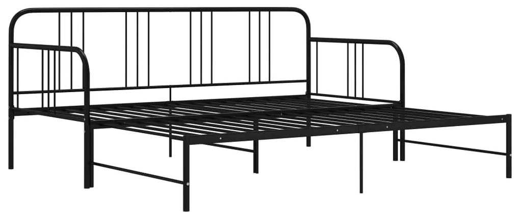 Cadru pat canapea extensibila, negru, 90 x 200 cm, metal Negru