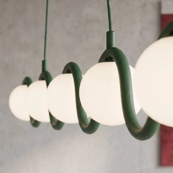 Candelabru suspendat pe cablu SINUS 5xG9/8W/230V verde