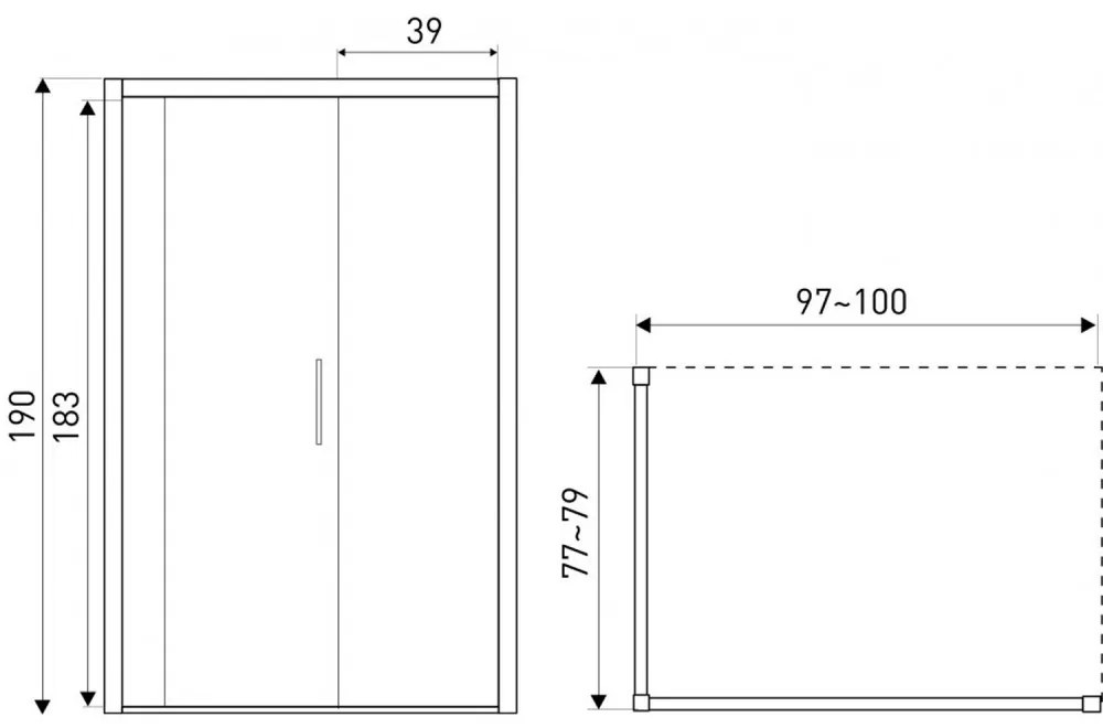 Cabină de duș asimetrică Silves 80x100 cu cădiță de duș