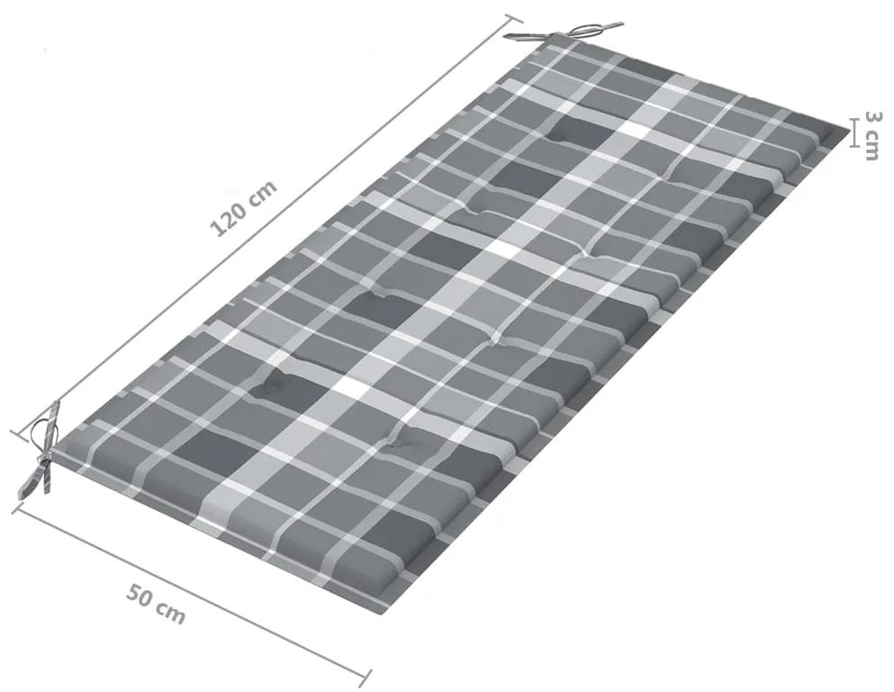Bancheta regala gradina cu perna 135 cm gri lemn masiv acacia 1, grey and grey check pattern, 2