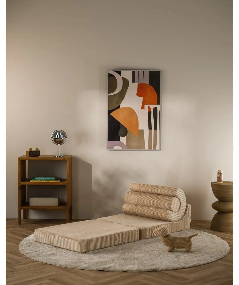 Fotoliu pentru copii maro deschis cu tapițerie din catifea reiată Flipster – Wigiwama