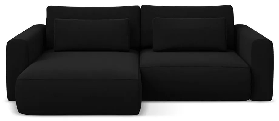 Colțar negru extensibil/cu spațiu de depozitare cu tapițerie din catifea (cu colț pe partea stângă/cu șezlong) Kapua – Makamii