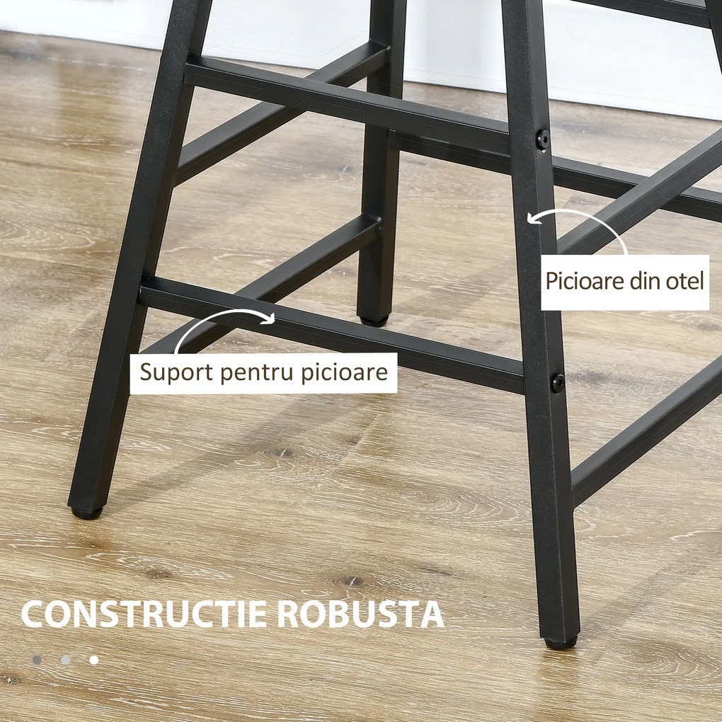 Set masa de bar industrial HOMCOM, masa dreptunghiulara cu 2 scaune | Aosom RO