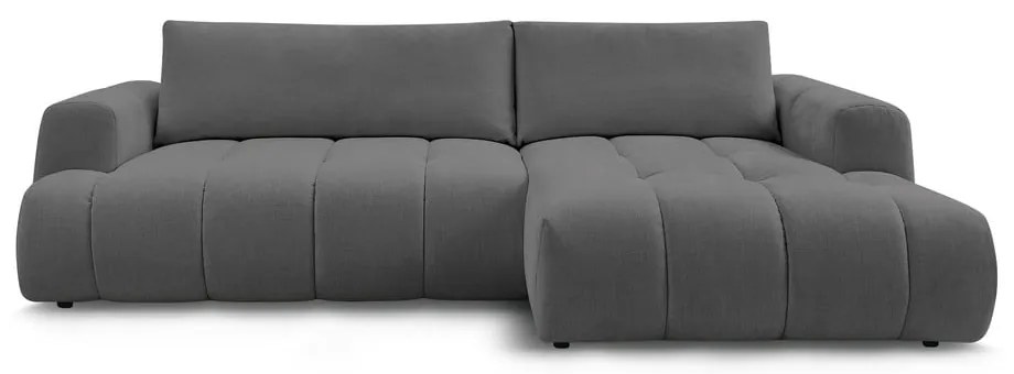 Colțar gri închis extensibil/cu spațiu de depozitare (cu colț pe partea dreaptă/cu șezlong) Fuji – Bobochic Paris