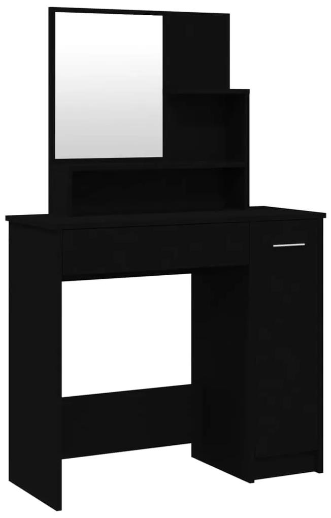 802958 vidaXL Masă de toaletă cu oglindă, negru, 86,5x35x136 cm