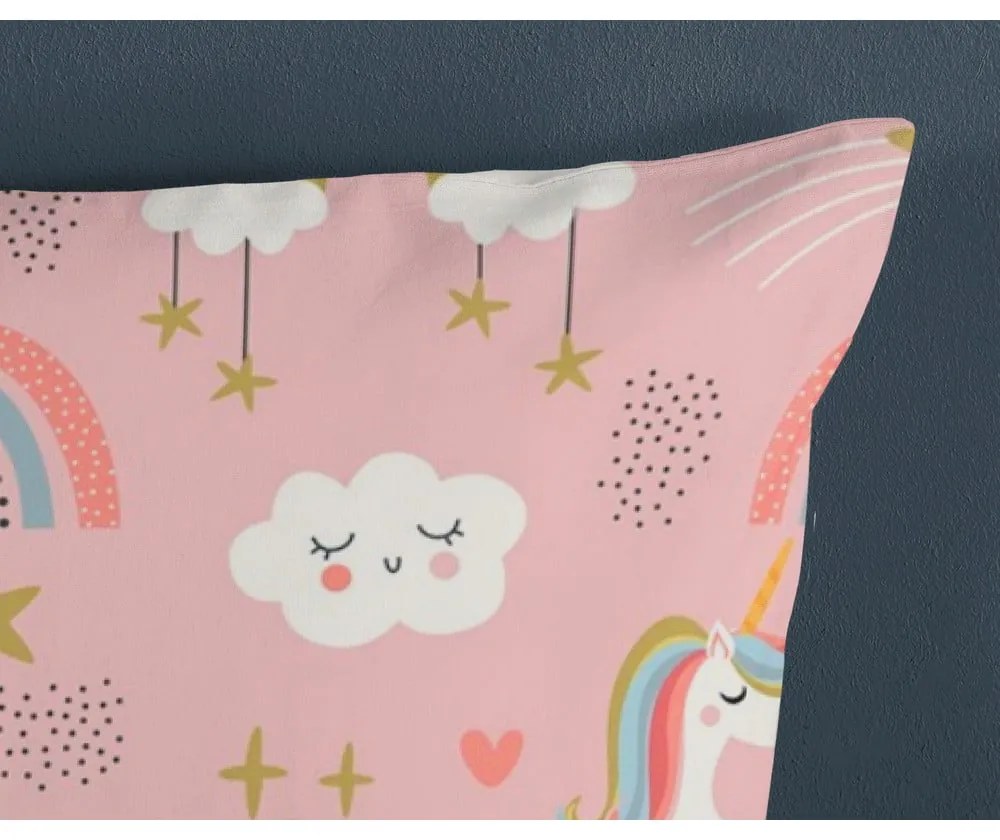 Lenjerie de pat pentru copii albastră-roz din bumbac pentru pat de o persoană 140x200 cm Suus – Good Morning