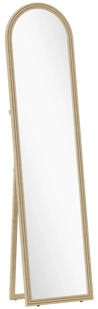 Oglindă HOMCOM de Podea și de Perete cu Suport, efect de Piatră, 40x160cm, Bej. | Aosom Romania