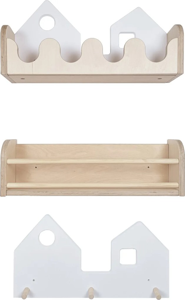 Set 2 rafturi perete + Cuier Montessori NEST SET Green