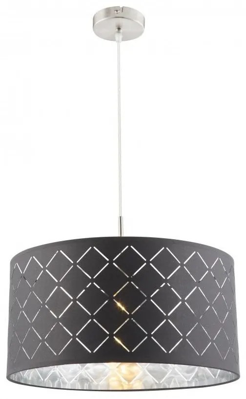 Lustra eleganta cu abajur din tesatura gri cu argintiu, Kidal 40cm 15228H GL