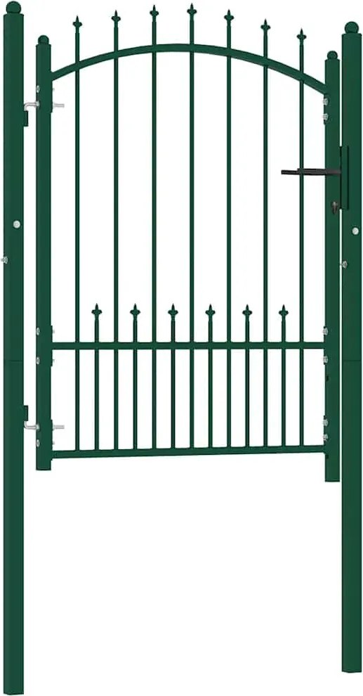 vidaXL Poartă de gard Emmen cu țăruși din oțel, verde, 104x109,5 cm