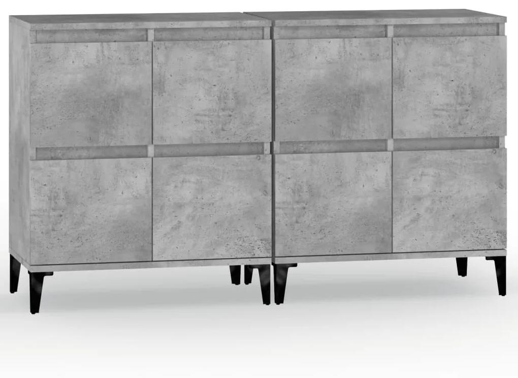 3185763 vidaXL Servante, 2 buc, gri beton, 60x35x70 cm, lemn prelucrat