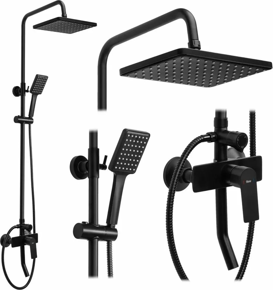 Coloana de dus cu baterie monocomanda negru Rea Maximus