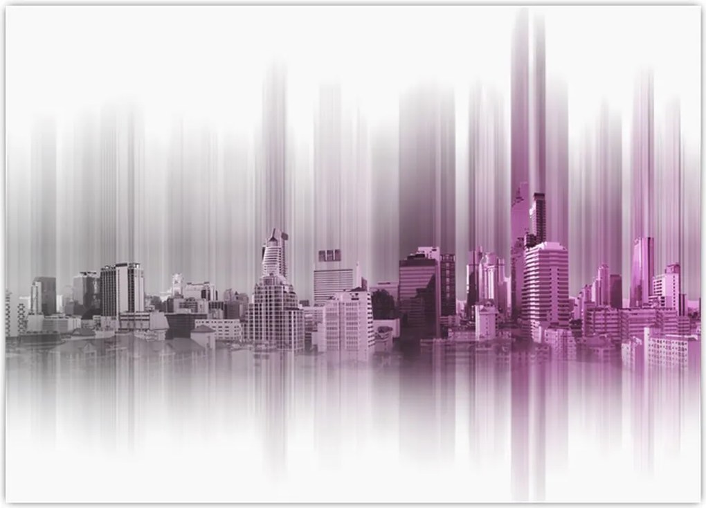 Tablou - Panorama orașului, roz-gri (70x50 cm)