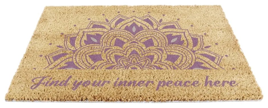 Covoraș de intrare din fibre de nucă de cocos 60x90 cm Find Your Inner Peace – Artsy Doormats