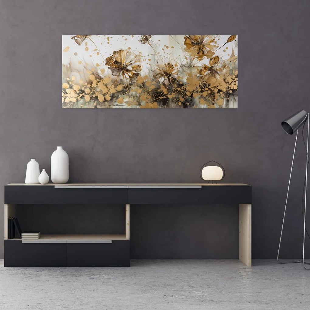 Tablou - pictură abstractă florală (120x50 cm)