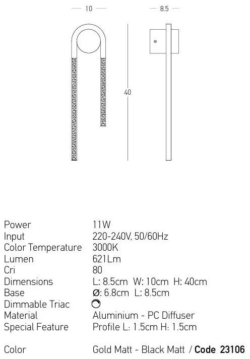 Aplica de perete LED design modern SCONCE H-40cm