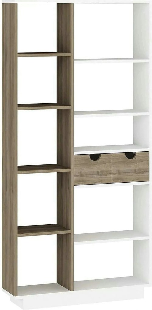 Biblioteca LUMA, stejar/alb, PAL melaminat, 80x25x189 cm